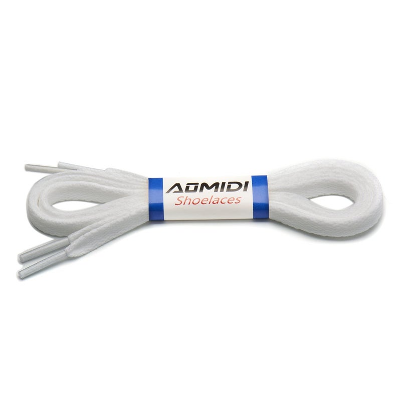 AOMIDI 2 Pair Flat Shoelaces 5/16" for sneakers and converse shoelaces replacements (63" inches (160 cm), White) - Image 4